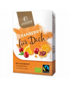 Bio Cranberry in weißer Orange Schokolade 90g